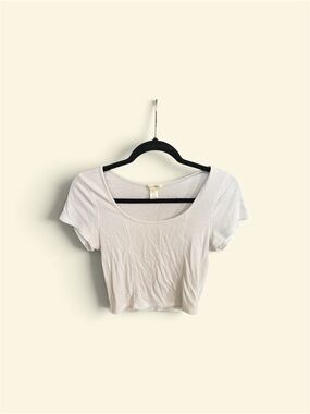 Bozzolo White Scoop Neck Crop Top